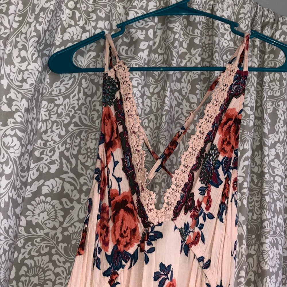 Floral low V dress only worn once.